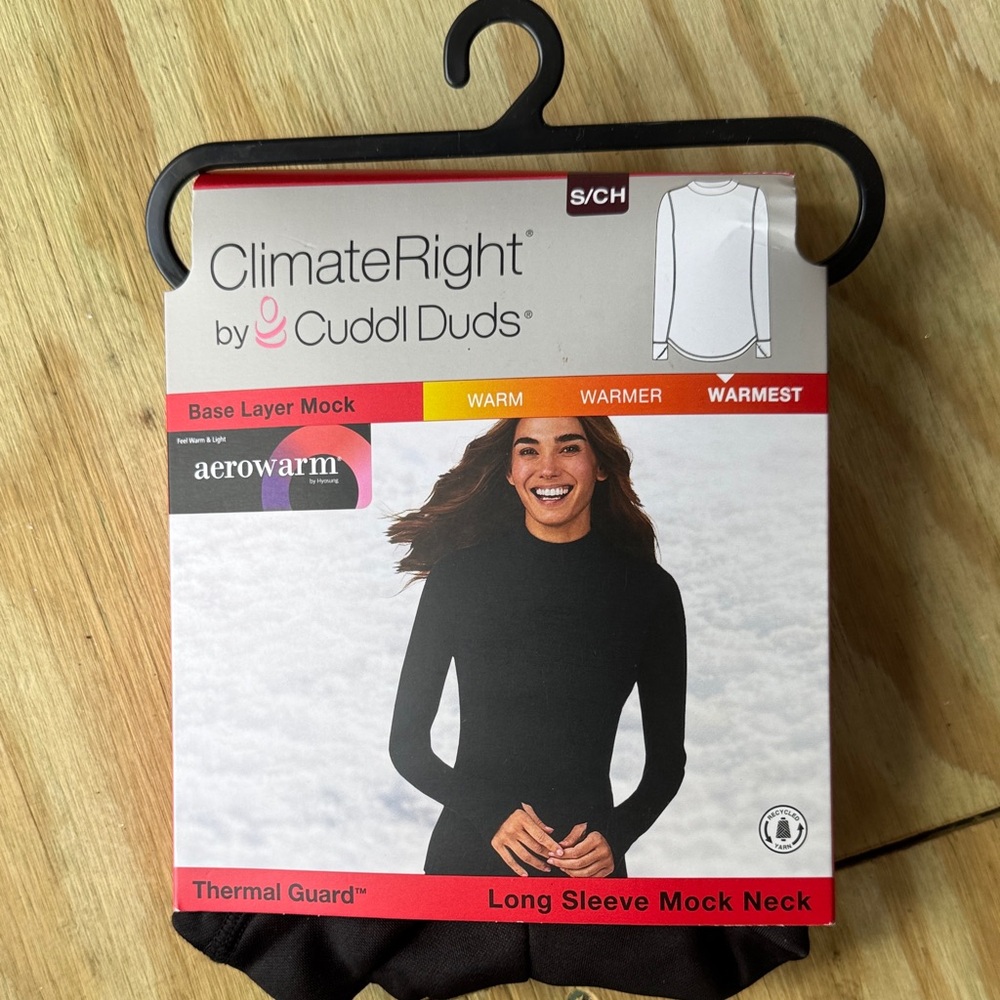 Cuddl Duds Black Long Sleeve Mock Neck Thermal Top